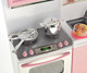 PowerTRC Doll Kitchen Play Set Mini Modern Toy Pink Kitchen Pretend Play Furnitures Toy Set Accessories Set with Realistic Light & Sound for Kids Toddlers Girls (3-in-1)