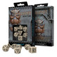 Q Workshop Dwarven Beige & Black RPG Ornamented Dice Set 7 Polyhedral Pieces