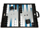 Silverman & Co. 19-inch Premium Backgammon Set - Large Size - Black with White and Astral Blue Points