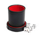 TOPTAN Leatherette Dice Cup with Lid Includs 16mm Regular Dices Red Felt Lining Dice Shaker Quiet for Playing Yahtzee/Farkle/Liars Dice/Board Game