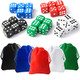 TOSAIHOEA 25 Pieces Dice Set 6 Sided 5 Colours Spot Dice with Bags for Tenzi Farkle Yahtzee Bunco or Teaching Math Dice Games