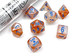Wondertrail Rose Gold Borealis Luminary Dice with Light Blue Numbers 7+1 Dice Set 16mm (5/8in) Limited Edition Lab Dice Chessex