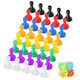 Zhanmai 40 Pcs Board Game Pieces Game Pawns Multicolored Plastic Chess Pawn Pieces for Board Play and 4 Pcs 6 Sided Round Corner Solid Color Dice for Chess Play Components Tabletop Markers