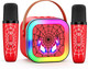Jovialtoyz LED Karaoke Machine Toy: Mini Microphone for Kids 4 5 6 7 8 9 10 Year Old Boys Girls Toys Birthday s Portable Bluetooth Speaker with 2 Wireless Mics for Adults Boy Girl Ages 3-12
