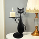 OFILLES Black Cat Candle Holder for Pillar Candles Led Flameless Candles Retro Rustic Farmhouse Home Metal Cat Decor Candlestick for Centerpiece Dining Table Housewarming Gifts