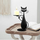 OFILLES Black Cat Candle Holder for Pillar Candles Led Flameless Candles Retro Rustic Farmhouse Home Metal Cat Decor Candlestick for Centerpiece Dining Table Housewarming Gifts