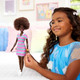 Barbie Fashionistas Doll #247 With Curly Black Hair, Pink And Green Striped Collared Dress With Accessories Like Orange Watch And White Sneakers