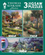 Ceaco - 3 In 1 Multipack - Thomas Kinkade - Clocktower Cottage - 550, 750, 700 Piece Panoramic Jigsaw Puzzles