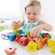 Hape String Shapes Wooden Toy Blocks In 32 Pieces, 3+ Years, Water Based Paint, String