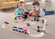 Hape Crane And Cargo Train Set  Wooden Railway Toy Set With Magnetic Crane, Button Operated Loader And Adjustable Rail Signal