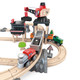 Hape Crane And Cargo Train Set  Wooden Railway Toy Set With Magnetic Crane, Button Operated Loader And Adjustable Rail Signal