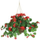 Nearly Natural 6609-Rd 24In. Geranium Hanging Basket Silk Plant,Red,10.25" X 10.25" X 17.5"
