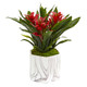 Nearly Natural Bromeliad Artificial Plant In Marble Finished Vase