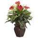 Nearly Natural Mixed Greens & Anthurium With Decorative Vase Silk Plant
