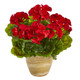 Nearly Natural 11In. Geranium Artificial Plant In Ceramic Planter Uv Resistant (Indoor/Outdoor)