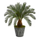 Nearly Natural 40In. Cycas Artificial Tree In Black Embossed Tin Planter