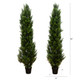 Nearly Natural 5Ft Cedar Topiary Artificial Trees - Uv Resistant, Realistic Green Foliage, Cone Shaped, Indoor/Outdoor Decor, Set Of 2