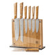 Schmidt Bros - 9-Piece Natural White Oak Hex Knife Set, High-Carbon Stainless Steel Cutlery With Natural White Oak And Acrylic Magnetic Knife Block