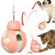 3Mnscd Cat Play Toy Ball Treat Dispenser Tumbler Beetle Interactive Kitty Toy Cats Feed Ball Cat Wand Teaser Sliding (Pink)