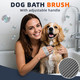 Augwind 4Pcs Dog Bath Brush Scrubber For Bath Shampoo Brush Toothbrush Finger Toothbrush Dog Shower/Washing Brush With Adjustable Ring Handle - Pet Bath Supplies (Blue Red)