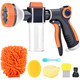 Evilto Dog Washing Hose Attachment 8 Way Spray Pattern Garden Hose Nozzle With Soap Dispenser Dog Wash Supplies With 2 Type Dog Bath Brush Dog Comb And Toothbursh Car Washing Mitt