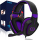 Anivia Computer Over Ear Headphones Wired with Mic Stereo Gaming Headset Noise Isolating Headsets with Volume Control, Bass Surround, Soft Memory Earmuffs for Multi-Platform -AH28plus Black Purple Anivia Computer Over Ear Headphones Wired with Mic Stereo Gaming Headset Noise Isolating Headsets with Volume Control, Bass Surround, Soft Memory Earmuffs for Multi-Platform -AH28plus Black Purple
