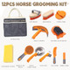 Guzhiyue Horse Grooming Kit Grooming Supplies Includes Horse Brushes And Handbag Brush Set Curry Comb Hoof Pick Sweat Scraper Sponge Etc. Suitable S For Riding Enthusiasts Lovers