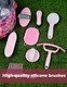 Harrison Howard Horse Grooming Kit 11-Piece Equine Care Series Horse Brush Sets With Organizer Tote Bag Tack Room Supplies Shedding Grooming Massaging Tools Pink Brushstroke Ponies