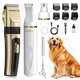 Heapets Dog Hair Clippers For Grooming Kit And Dog Paw Trimmer Nail Grinder For Grooming Low Noise Rechargeable Cordless Shaver Grooming Supplies For Pet Cats Dogs (Black White)