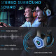 Gaming Headset with Mic for Xbox One PS4 PS5 PC Switch Tablet, with Stereo Surround Sound & LED Light Noise Cancelling Over Ear Headphones