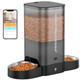 Honeyguaridan 5L Automatic Cat Feeder For Two Cats 5G Wifi Smart Feed Pet Feeder With Stainless Steel BowlApp Control Dispenser Dual Power SupplyDesiccant Bag10S Meal Call Black
