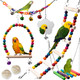 Jinjinanv Bird Toys For Parakeets 7Pcs Wood Parrots Budgie Cage Accessories Bird Perch Swings For Small Conure Cockatiel Toys Bird Ladder Swing For Parakeets Climbing 18''