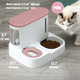 Junbec-Pet Cat Feeder And Water Dispenser2 In 1 Gravity Automatic Bowl Auto Pet Dry Food Self Feeding Container Dishes Set For Dog Puppy Kitten Kit Set (Pink)