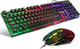 Multiple Color Rainbow LED Backlit Mechanical Feeling USB Wired Gaming Keyboard and Mouse Combo for Working or Game Multiple Color Rainbow LED Backlit Mechanical Feeling USB Wired Gaming Keyboard and Mouse Combo for Working or Game