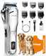 Oneisall Dog Clippers For Grooming Thick HairLow Noise Dogs Grooming Kit With Detachable Stainless Steel BladeDog Shaver For Thick/Matted/Knotted/Fine/Wave/Curly HairPc18