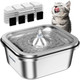 Pawtners Cat Water Fountain Stainless Steel: 4L/140Oz Pet Fountain Water Bowl Indoor Automatic Dog Drinking Dispenser Cat Feeding Watering Supplies Metal Kitty Waterer Fountain 1 Replacement Filters