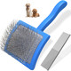 Saccison 2Pcs Slicker Brush For Dogs & Pet CombProfessional Dog Grooming Brush (GoldendoodlesPoodlesLabradoodles) With Extra Long Pins To Effectively Remove Tangles Knots And Mats (Blue Large)