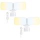 LEONLITE 25W 3CCT Plug in LED Security Light Motion Sensor & Dusk to Dawn Flood Lights Outdoor 3 Lighting Modes Adjustable 2-Head 3000K/4000K/5000K Selectable ETL&FCC Listed White Pack of 2
