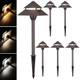 LEONLITE 3CCT Low Voltage Pathway Lights, LED Landscape Path Lights, 3000K/4000K/5000K, 2-Tier Pagoda Head, 12-15V AC/12-24V DC, IP65 Outdoor Walkway Light, Bronze Aluminum Housing, Pack of 6