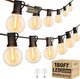 OHLUX Outdoor String Lights, 55FT Shatterproof LED Patio Lights with 26 Dimmable Plastic G40 Bulbs, 2200K Waterproof Connectable Hanging String for Backyard, Cafe, Porch, Deck, E12 Base