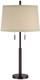 Possini Euro Design Rustic Farmhouse Table Lamp 33" Tall Dark Bronze Brown Metal Off White Burlap Fabric Drum Shade for Bedroom Living Room House Bedside Nightstand Home Office Entryway Family