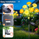 Rirool 2 Pack Solar Flower Lights Outdoor - 14 Blooming Waterproof Snow Lotus Garden Lights for Festive Patio Yard Pathway and Landscape Decoration - Auto On/Off IP65