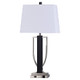 Stylecraft Home Collection Gavon Brushed Steel Metal and Black Wood USB Table Lamp