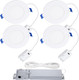 TORCHSTAR Quick Installation 5CCT 6 Inch LED Canless Ultra-Thin Recessed Lighting Kit, 120V-277V 4ps 6" CRI90 Downlights for Ceiling and Shower, Compatible with 0-10V & TRIAC Dimmers, T24 ETL Listed