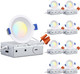 TORCHSTAR 8-Pack 5CCT 4 Inch Slim LED Recessed Lighting with J Box, Anti-Glare Baffle Trim, CRI90 Dimmable Aluminum Ceiling Downlight, Air Tight & IC Rated, 27003000350040005000K Selectable, ETL & ES