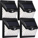 TORCHSTAR 40 LED Solar Lights Outdoor, Waterproof Motion Sensor Light, Cordless Security Lighting for Driveway, Patio, Garage, Porch, 6500K Pure White, Black, Pack of 4