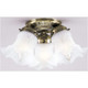 Westinghouse 6668600 Three-Light Flush-Mount Interior Ceiling Fixture Antique Brass Finish with Frosted Ruffled Edge Glass