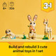LEGO Creator 3 in 1 Cute Bunny Toy - Building Toy Set with 3 Build Options, Bunny, Seal, or Llama - Animal Figures for Kids, Girls and Boys, Ages 8+ -  Idea for Birthdays - 31162