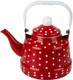 Doitool Vintage Tea Kettle 1.1 L Enamel Tea Kettle With Handle Stove Top Water Kettle Coffee Tea And White Polka Dot With Stainless Steel Filter For Home Kitchen