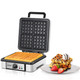 Fohere Belgian Waffle Maker 4 Slices 1200W Square Waffle Iron 5 Browning Levels Nonstick Plates Cool-Touch Handle Anti-Scald Anti-Overflow Indicator Lights Recipe White (Large)